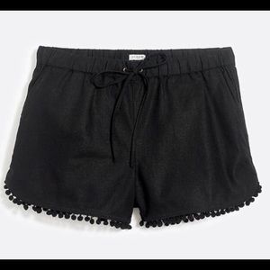 NEW - J. Crew size L black linen Pom Pom shorts